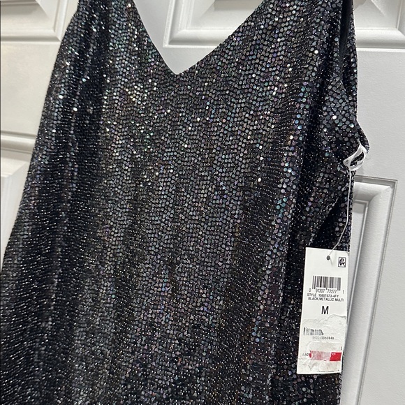 NWT Bar iii Black Metallic Slip Cocktail Dress M NYE Holiday Party - Picture 3 of 3